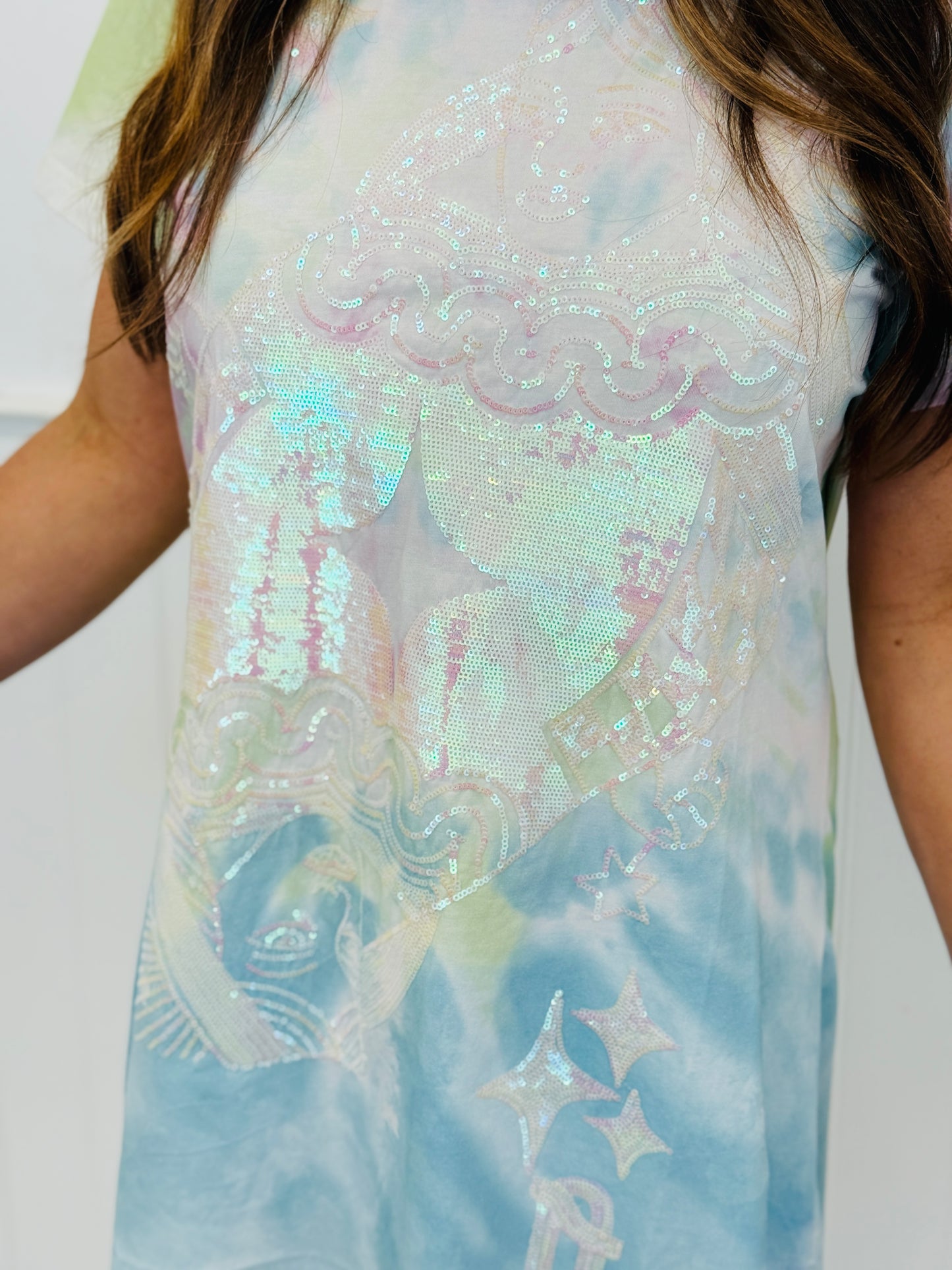 Queen Of Sparkles Tie Dye Logo Tee Dress (Reg. & Plus)