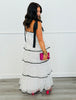 White/Black Polka Dot Tiered Mesh Maxi Dress (Reg.)