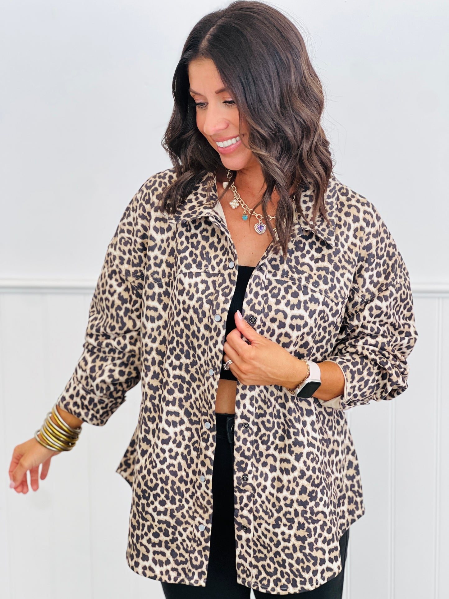 Leopard Print Long Sleeve Shirt (Reg & Plus)-2 Colors