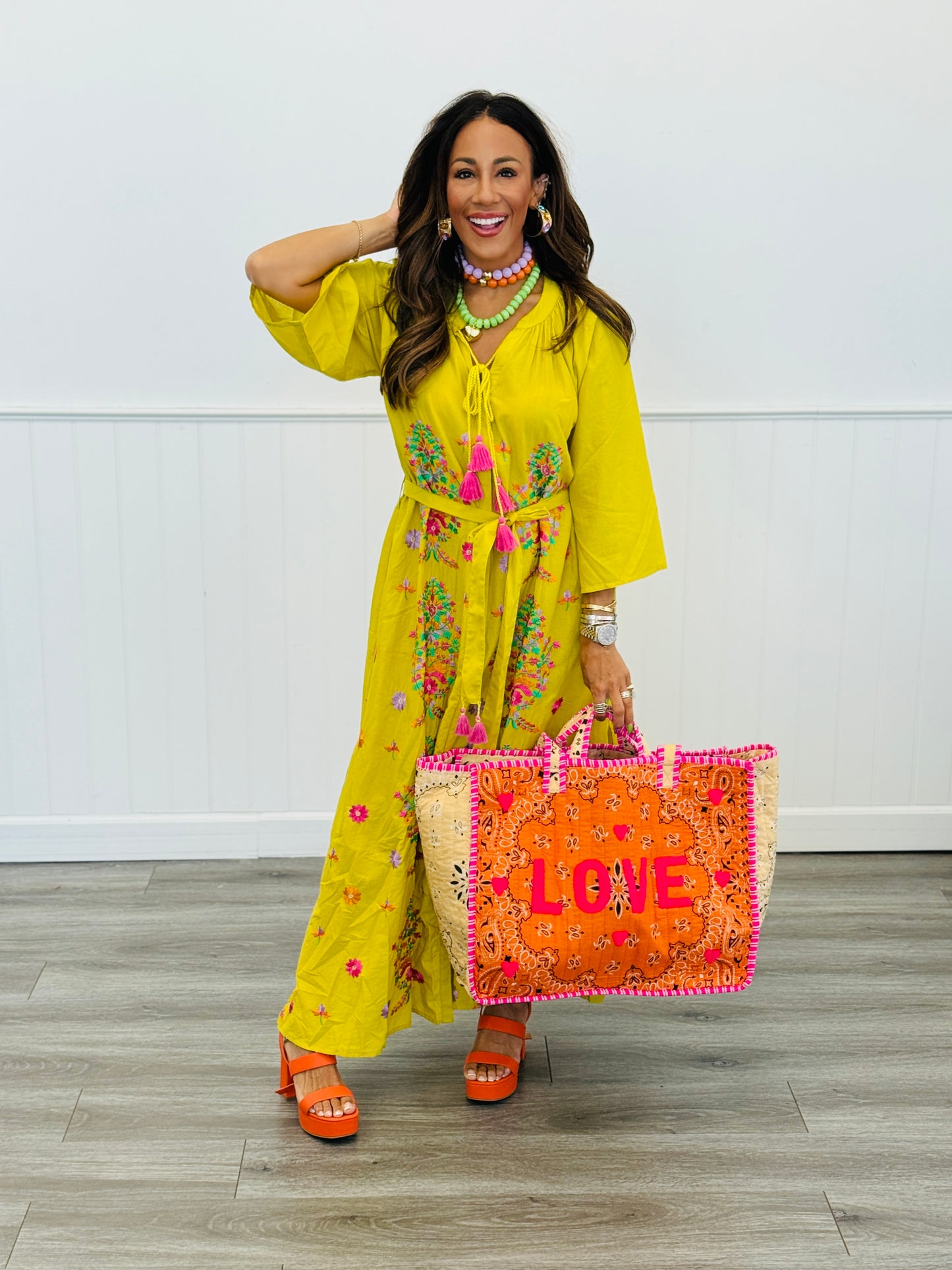POL Mustard Multi Floral Button Down Maxi Dress (Reg.)