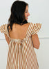 Brown Stripe Ruffled Sleeve Jumpsuit (Reg & Plus)