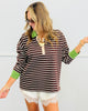 Brown Striped Polo Long Sleeve Top (Reg.)