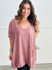 V-Neck Short Sleeve Boxy Top (Reg. and Plus) - 3 Colors