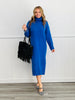 Royal Blue Turtleneck Midi Sweater Dress (Reg & Plus)