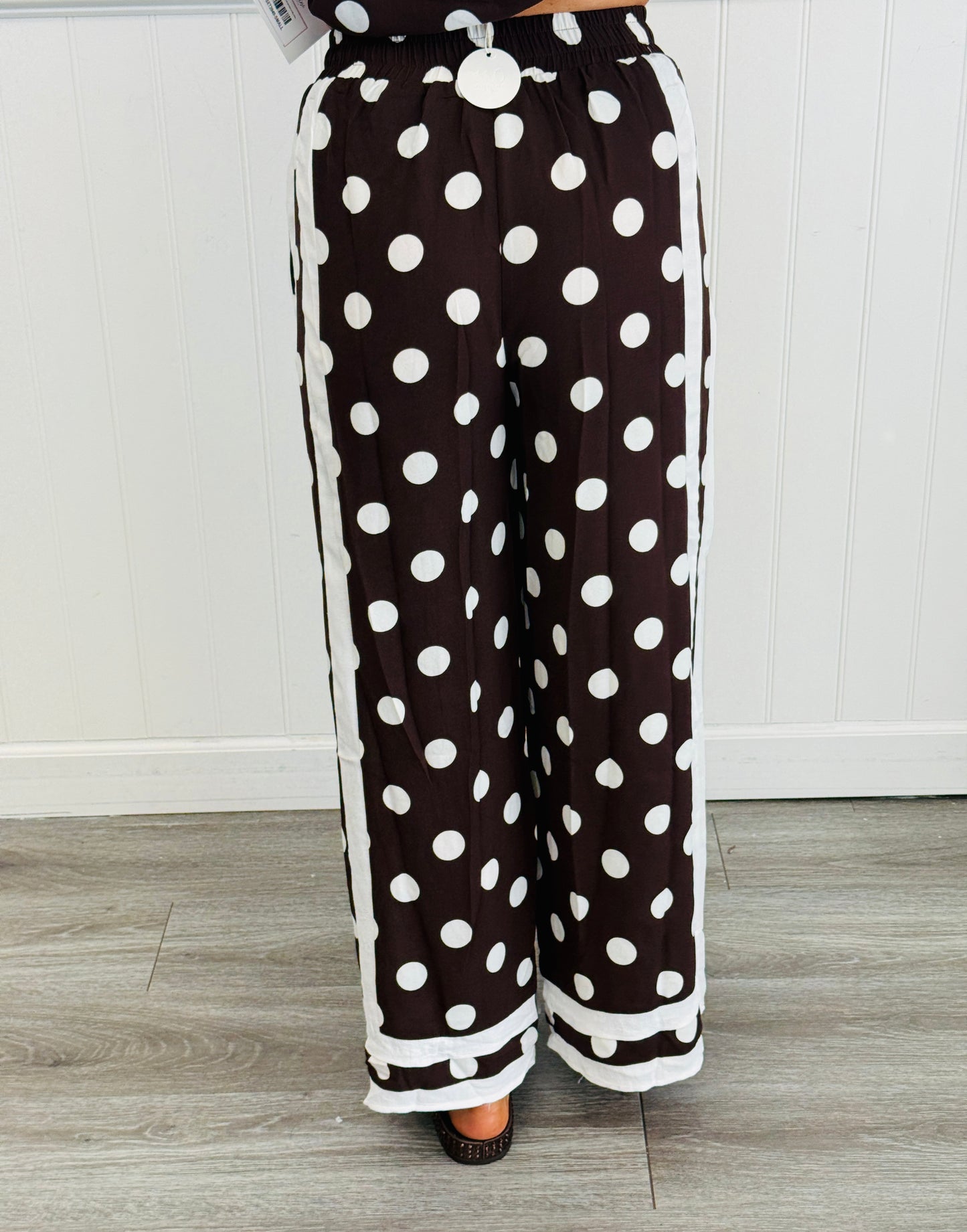 Chocolate/White Polka Dot Shirt & Pants Set (Reg & Plus)