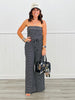 Black Stripe Strapless Top & Pant Set (Reg.)