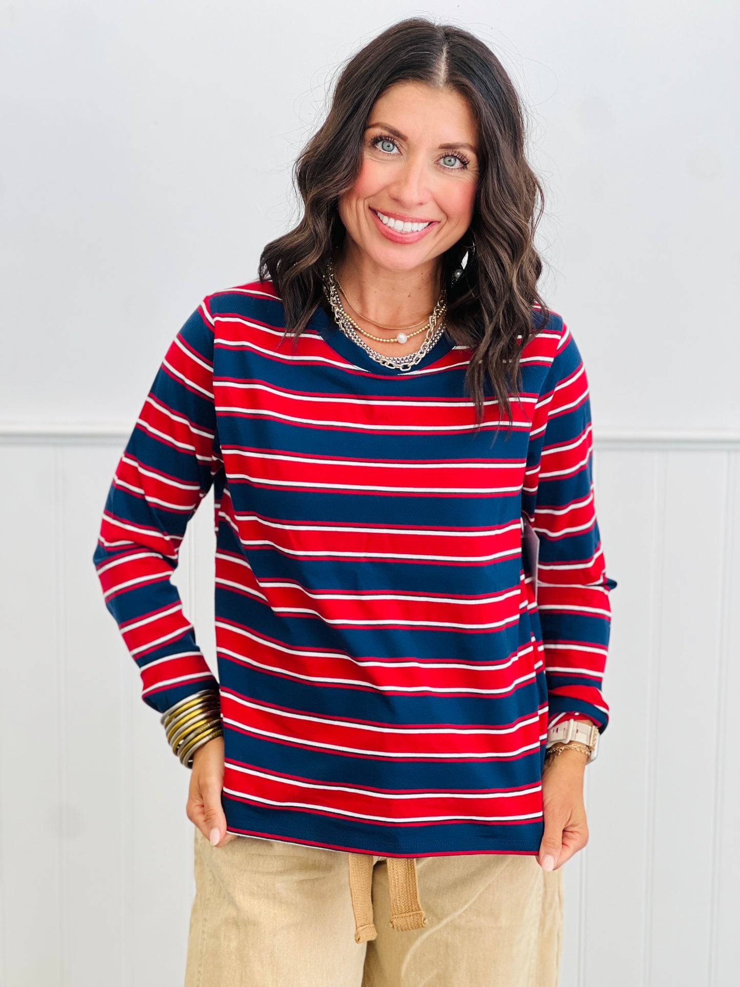 Multi Striped Long Sleeve Top (Reg.) - 2 Colors