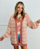 Pink Multi Striped Open Front Cardigan (Reg.)
