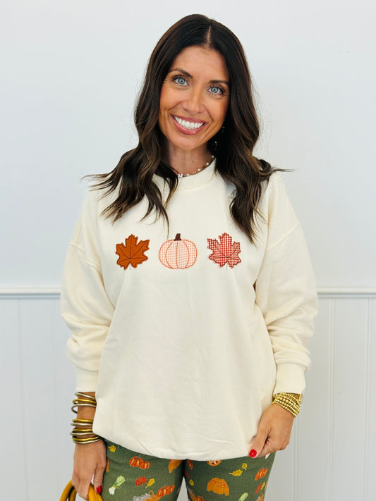 Cream Fall Patchwork Sweatshirt (Reg.)