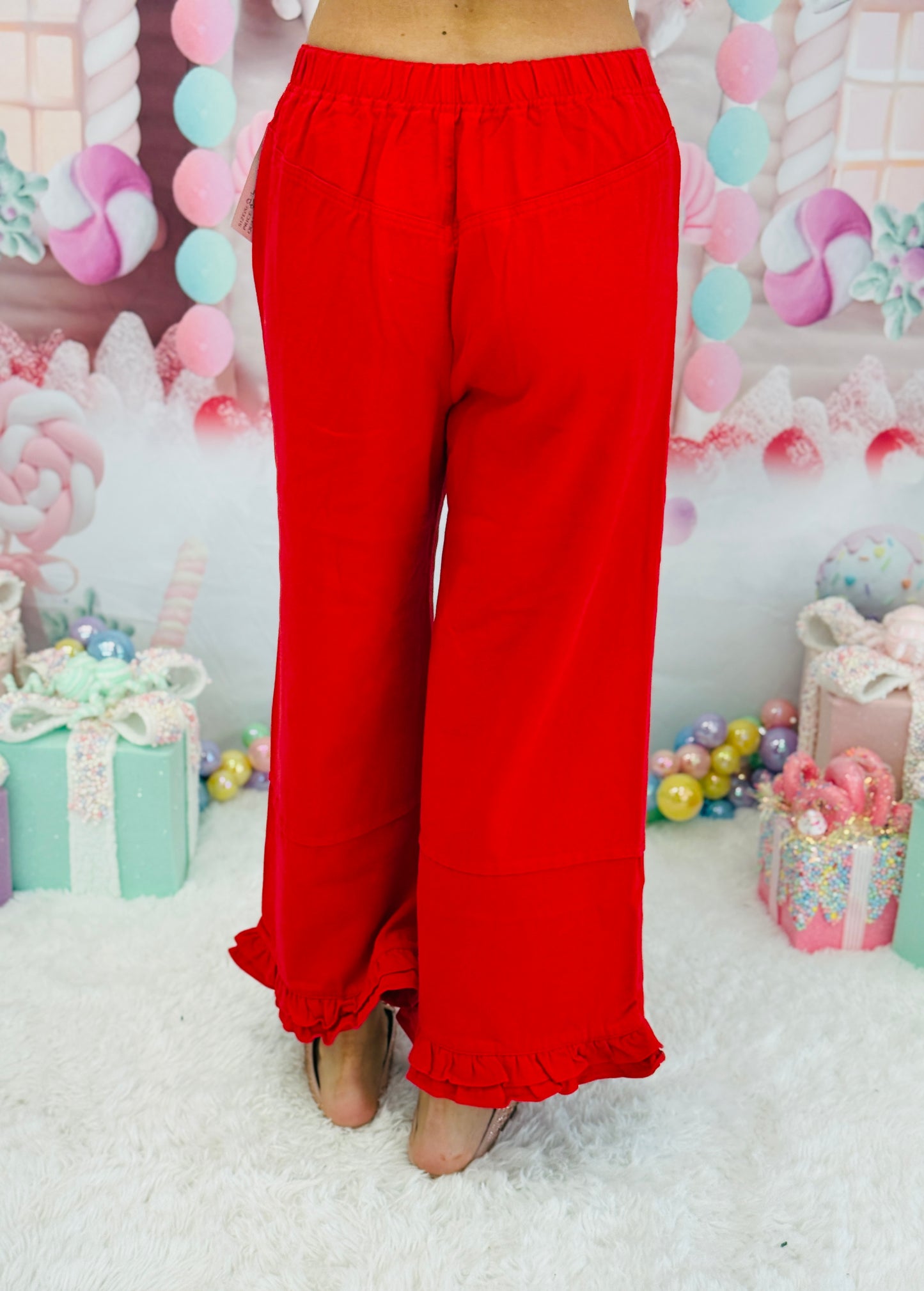Red Ruffle Hem Pants (Reg.)
