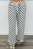 White/Black Polka Dot Ruffle Hem Pants (Reg. and Plus)