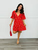 Red Multi Floral V-Neck Mini Dress (Reg.)