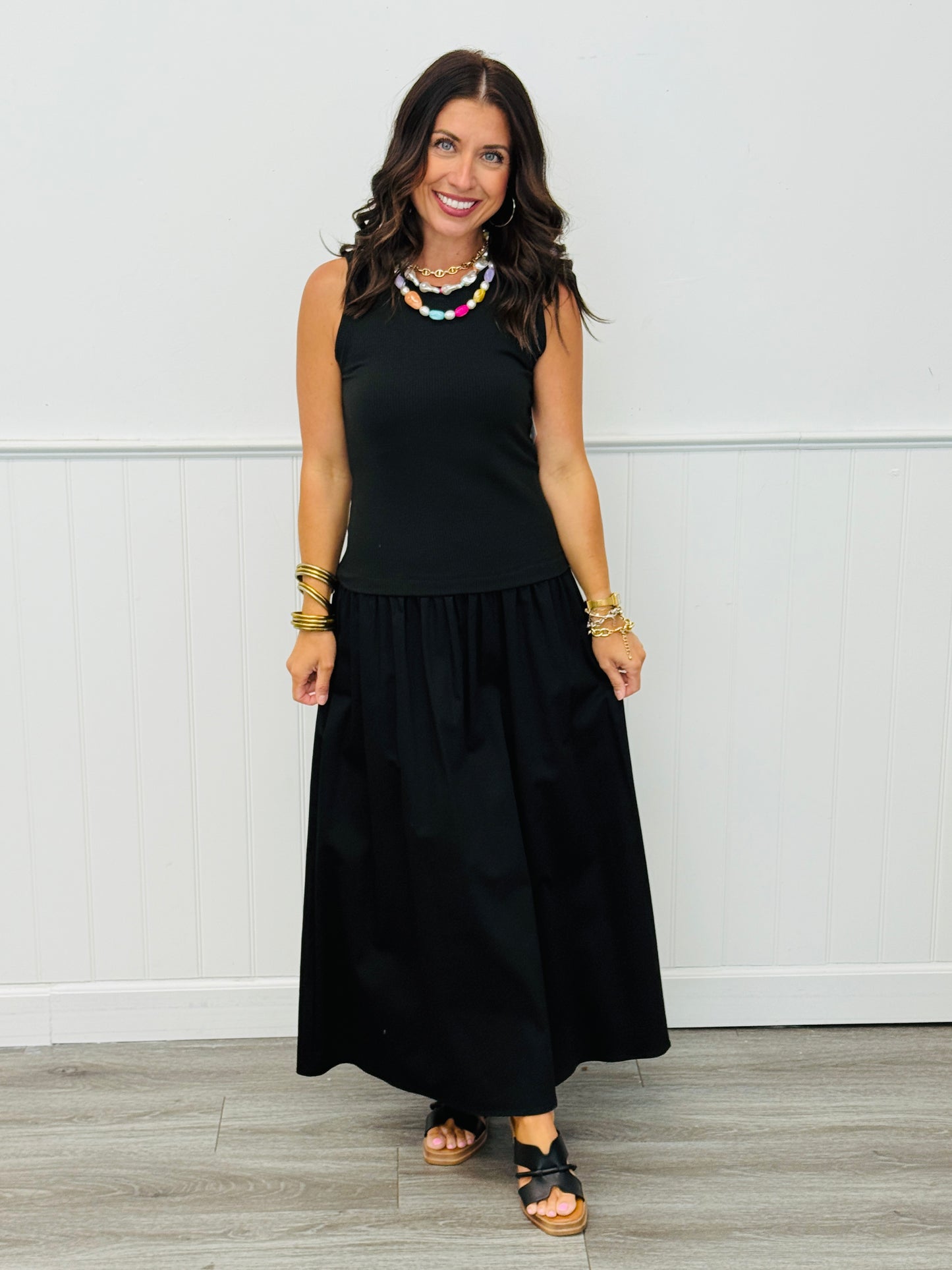 Drop Waist Midi Dress (Reg)-2 Colors