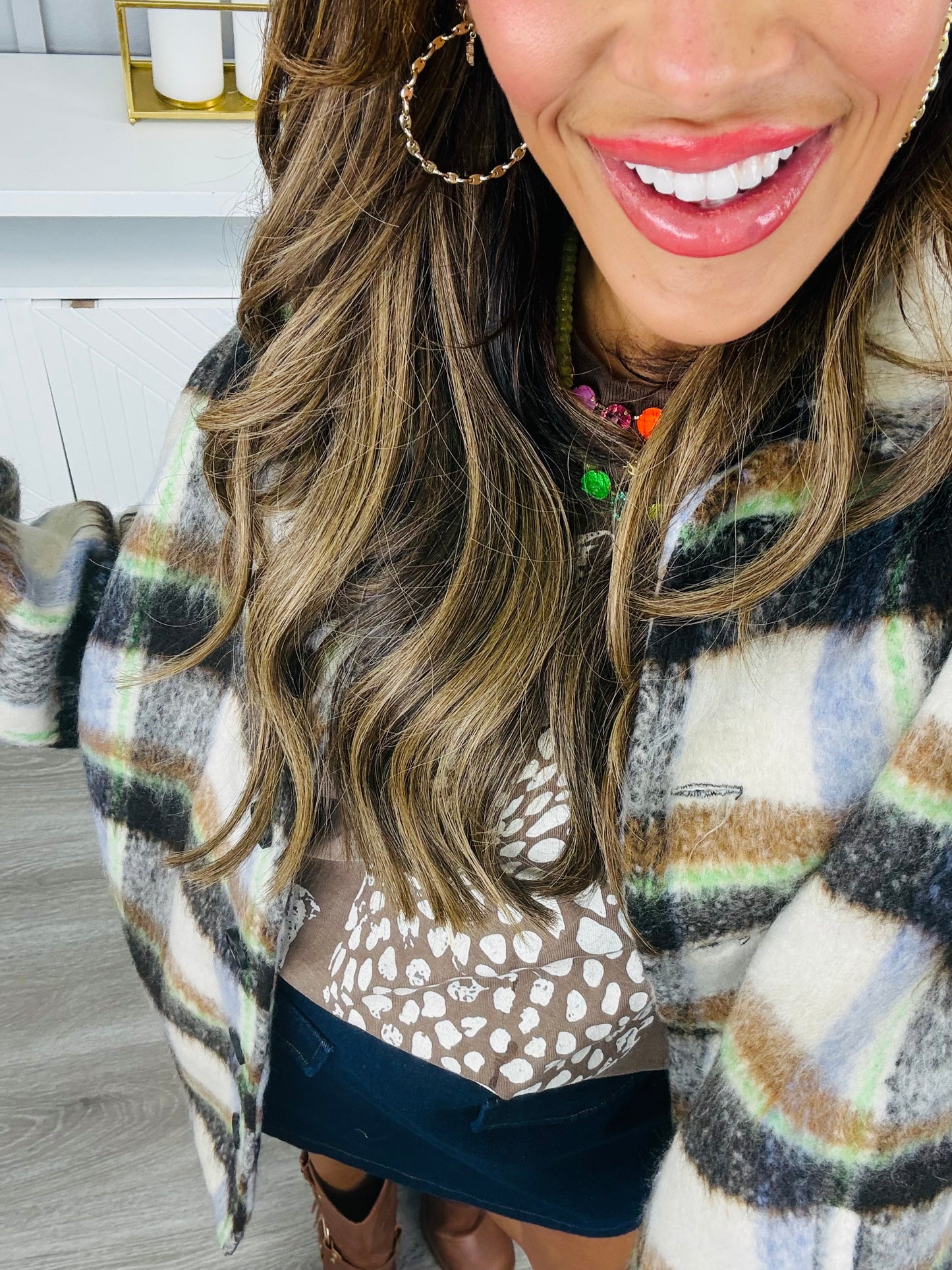 Brown/Grey Plaid Oversized Shacket (Reg.)