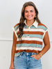 Mocha Sky Striped Cap Sleeve Top (Reg.)