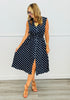 Navy Polka Dot Midi Dress (Reg. and Plus)