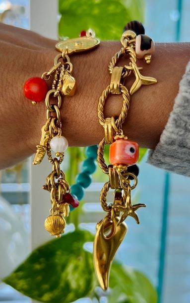 Goupi - Gold Charm Summer Bracelet With Beads-2 Colors