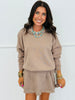 Silken Taupe Icon Hoodie Sweatshirt & Mini Skirt Set (Reg.)