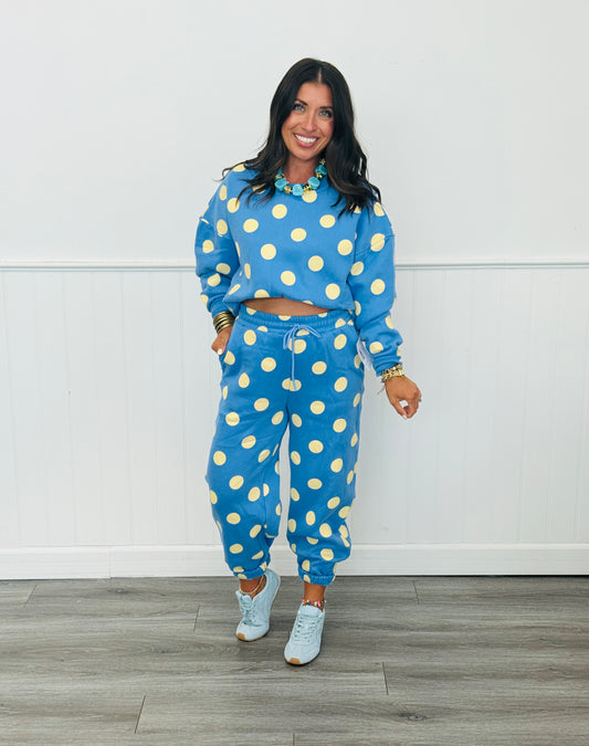 Blue/Yellow Polka Dot Jogger Sweatpants (Reg.)