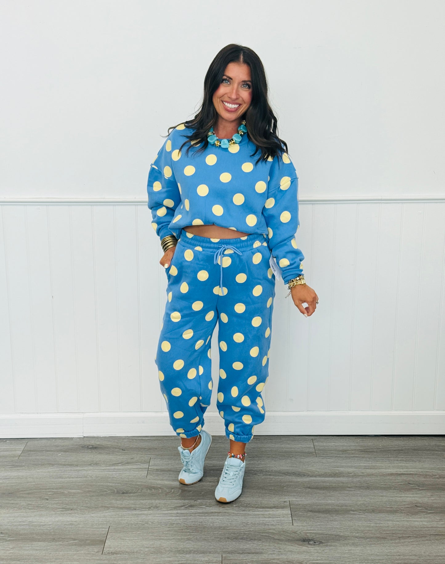 Blue/Yellow Polka Dot Jogger Sweatpants (Reg.)