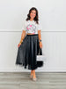 Black Sparkly Mesh Layer Midi Skirt (Reg. and Plus)