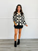 Black Checkered Tie Detailed Cardigan (Reg.)