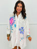 White Beaded Sequin Button Up Blouse (Reg.)