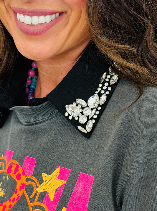 Black Crystal Embellished 2.0 Collar (One Size)