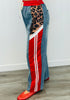 Red/ Denim Rhinestone Jogger Pants (Reg & Plus)