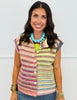 Multi Striped Button Up Sweater Vest (Reg.)