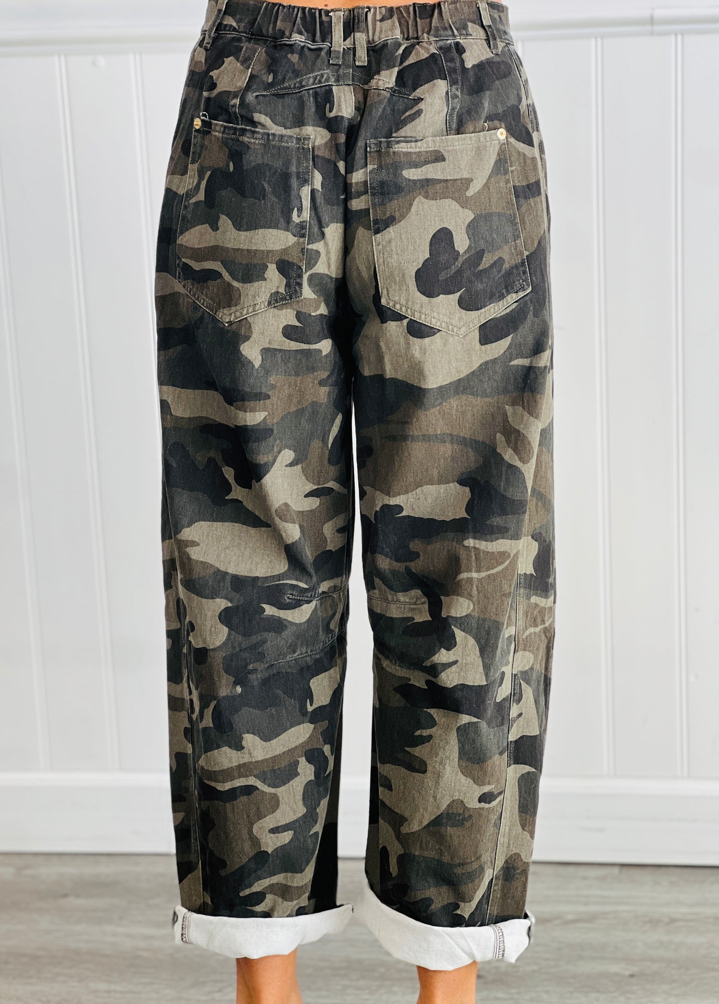 Camo Barrel Wide Leg Pants (Reg. and Plus)