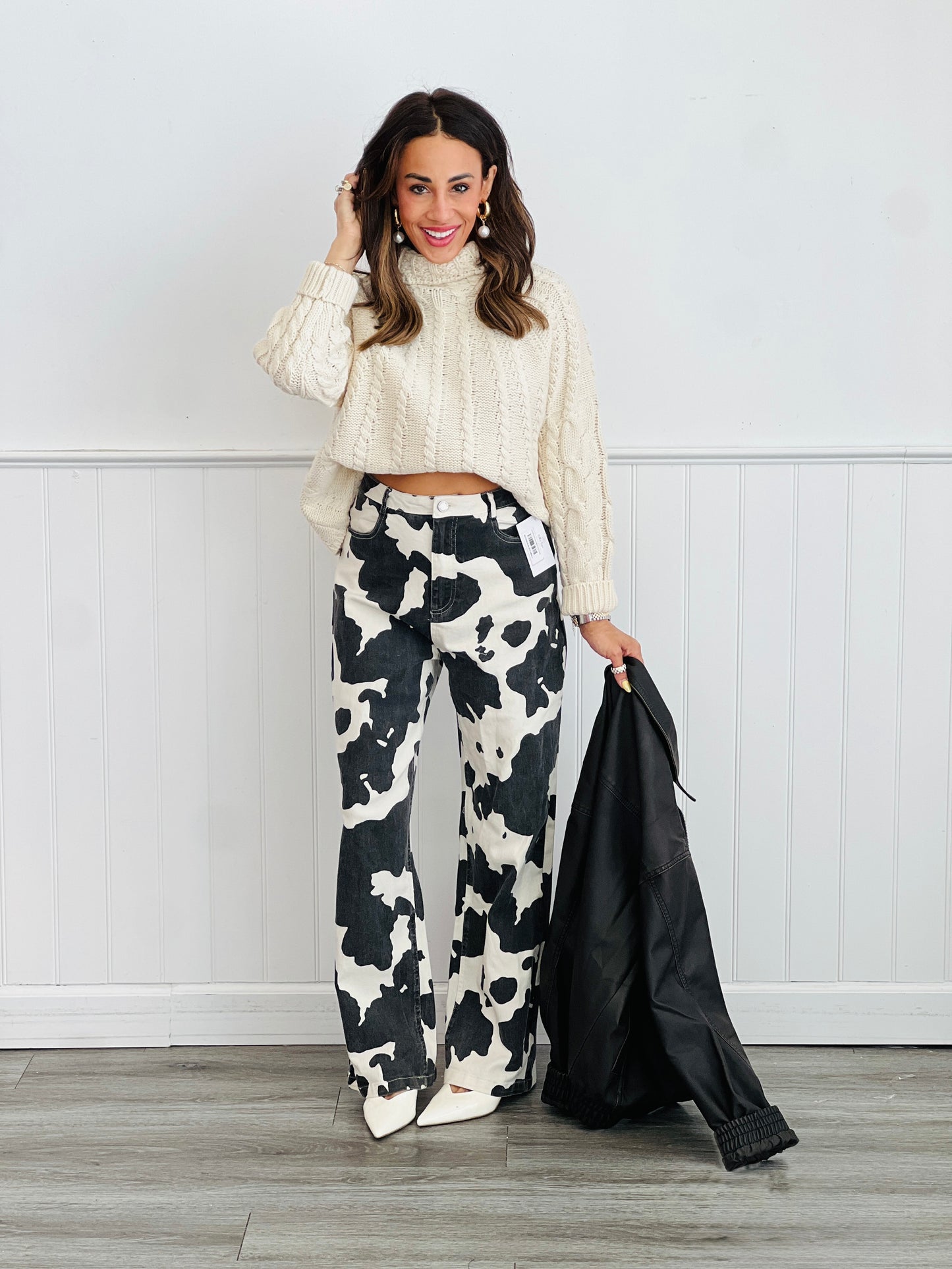 Cow Print Denim Jeans (Reg & Plus)-2 Colors