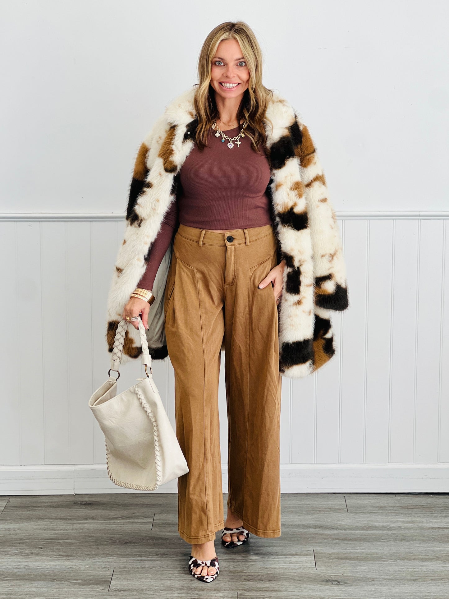 Mocha High Waisted Wide Leg Pants (Reg & Plus)