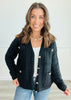 Black Wavy Waffle Sweater Cardigan (Reg)