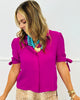 Fuchsia Lainey Tie Sleeve Top (Reg. and Plus)