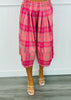 Hot Pink Plaid Wide Leg Capri Pants (Reg.)