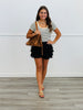 Black Vintage Lace Tiered Shorts (Reg.)