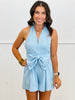 Blue Bow Tie Halter Romper (Reg.)