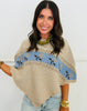 Beige Knit Sweater Poncho (Reg)