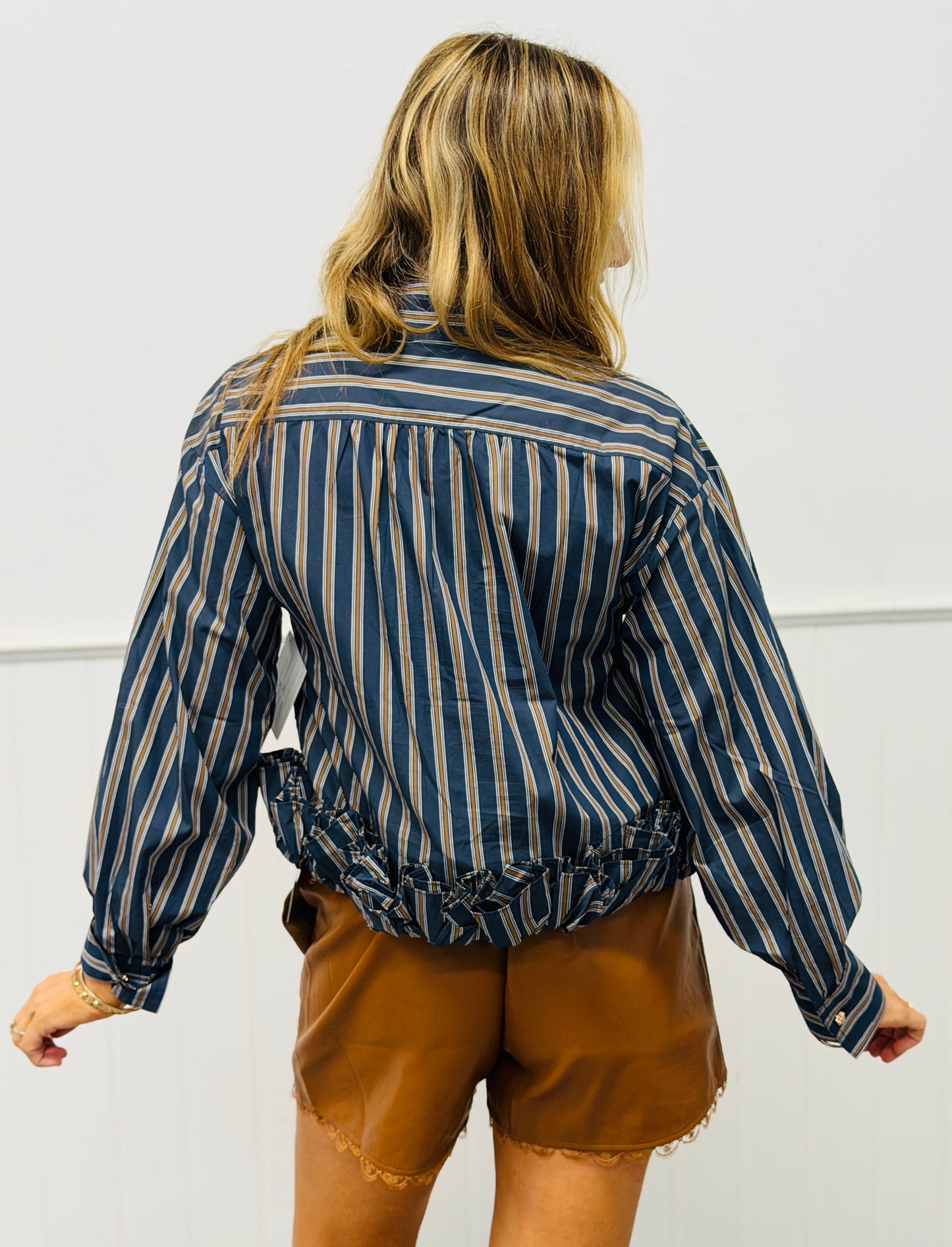 Striped Ruffled Hem Shirt (Reg) - 2 Colors