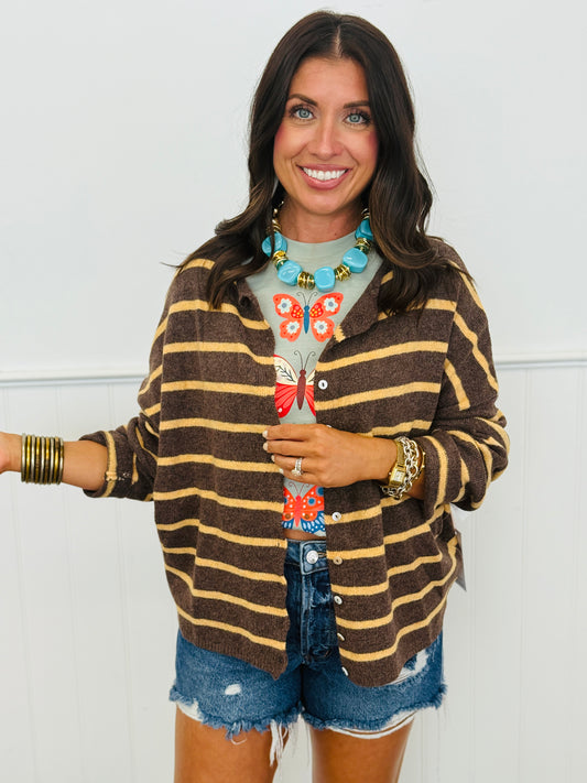 Gigi Brown/Orange Striped Cardigan (Reg.)