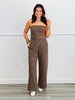 Brown/Yellow Stripe Cami &  Pants Set (Reg & Plus)