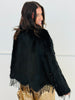 Black Sequin Tassel Faux Fur Cardigan (Reg.)