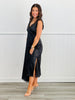 Black Satin Lace Midi Dress (Reg.)