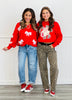 Red Lace Bow Patch Sweater Top (Reg & Plus)