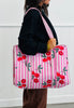 Striped Cherry Oversized Cotton Tote Bag (2 colors)