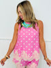 Sleeveless Scallop Lace Trim Polka Dot Top (Reg.)- 3 Colors