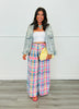 Plaid Pocket Wide Leg Pants (One Size)