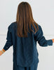 Navy Striped Button Up Pocket Blouse (Reg & Plus)