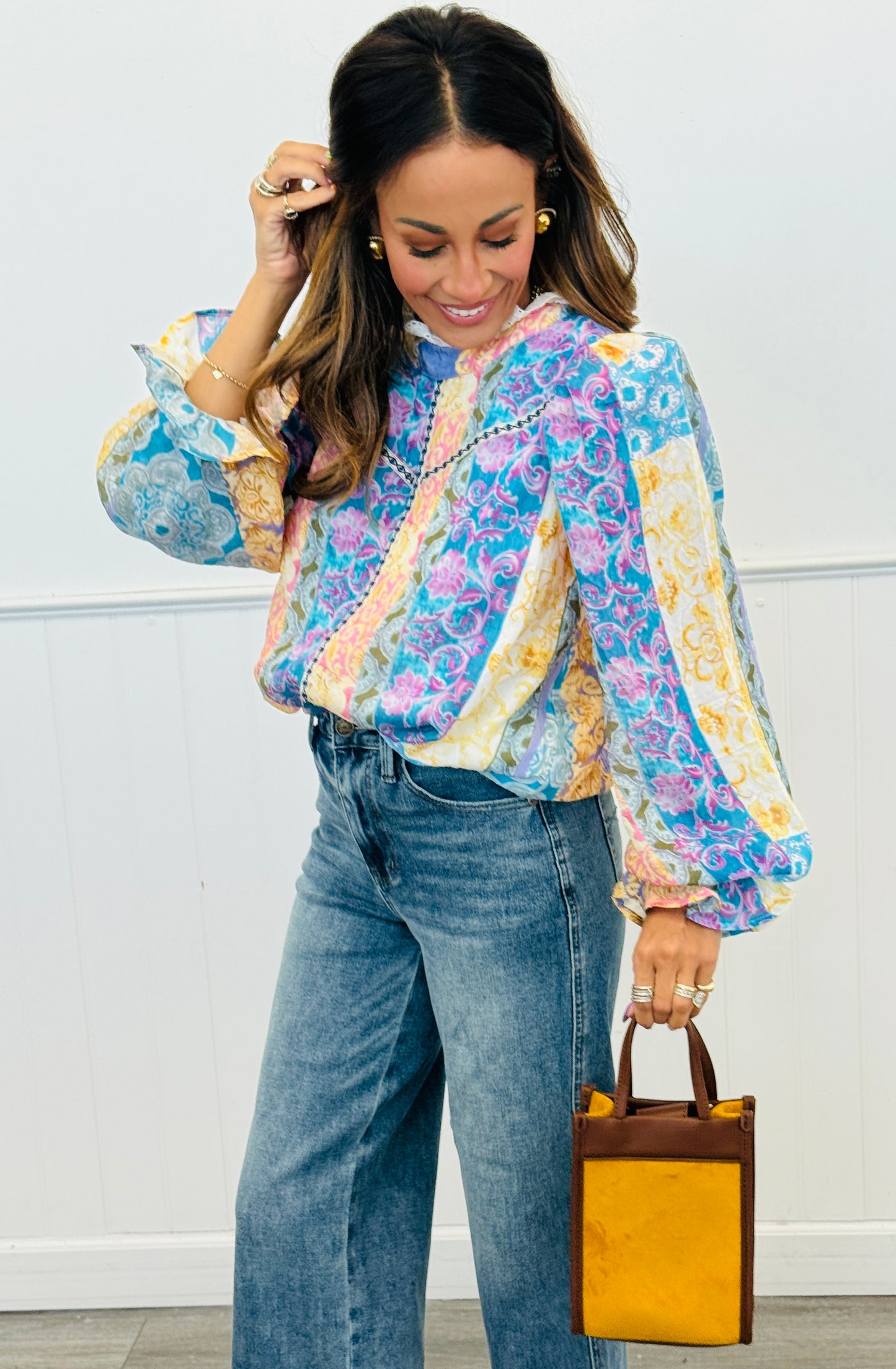 Eyelet Ruffled Neck Baroque Blouse (Reg.) - 2 Colors